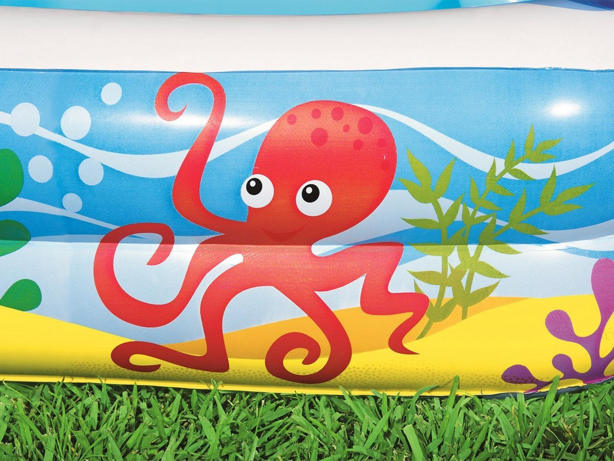 KINDERSCHWIMMBECKEN mit Sonnendach 140 x 140 x 114 cm - 52192 - Multicolor, Textil (140/140/114cm)