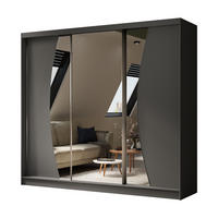 SCHWEBETÜRENSCHRANK VOCE 240/216/61 cm 3-türig mit Spiegel Grau - Grau, Holzwerkstoff (240/216/61cm) - MASSENO