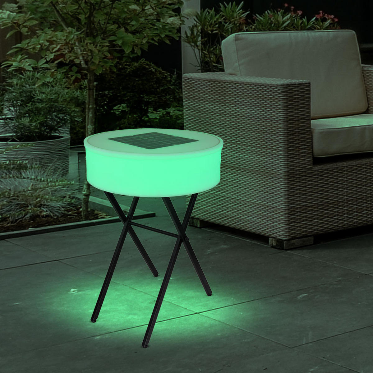 LED AUSSENLEUCHTE Solar Weiß Opal - Weiß, Metall (53/53/75cm) - Globo Lighting