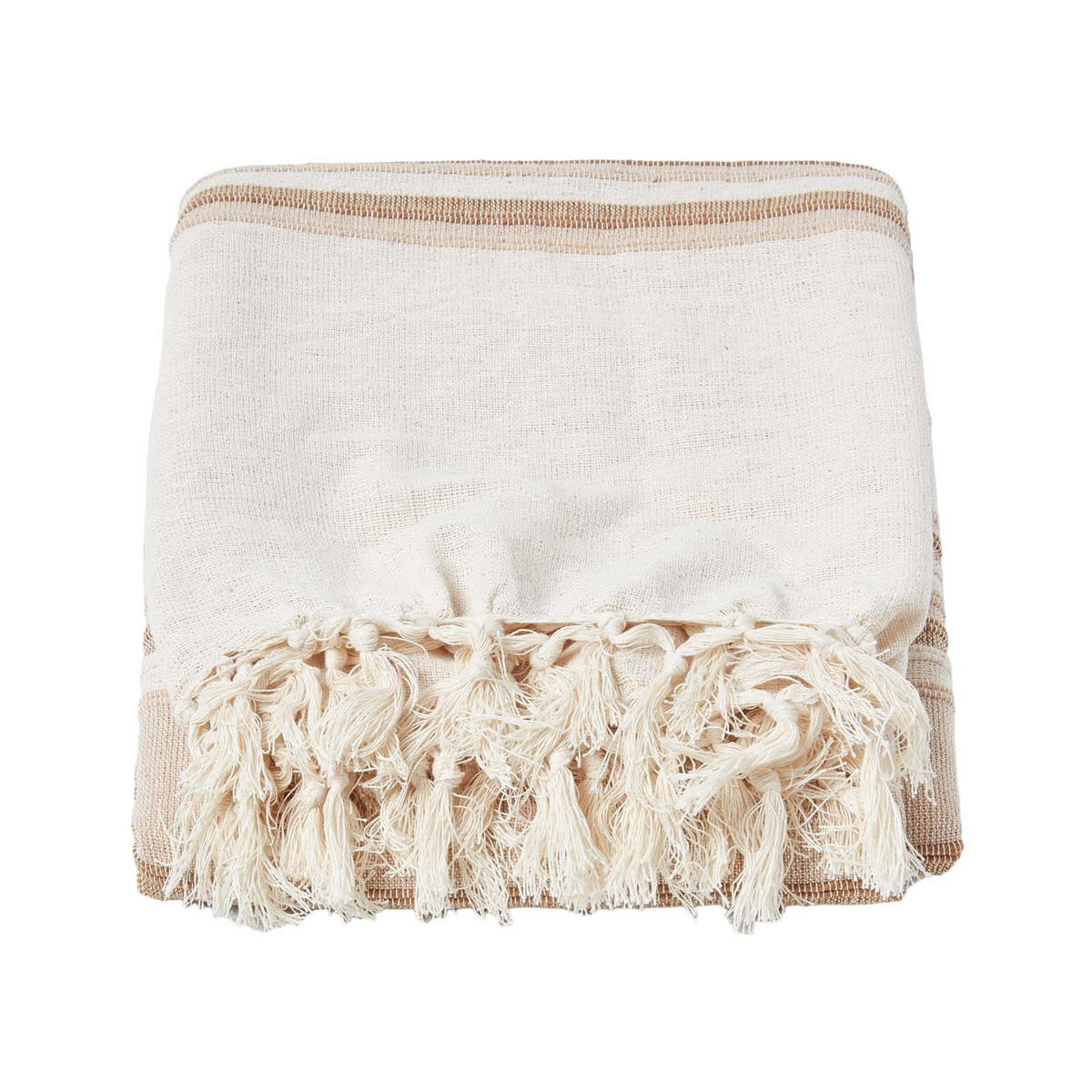 WOHNDECKE Morocco 150/200 cm, 100% Baumwolle gestreift - Beige, Textil (150/200cm) - Homescapes
