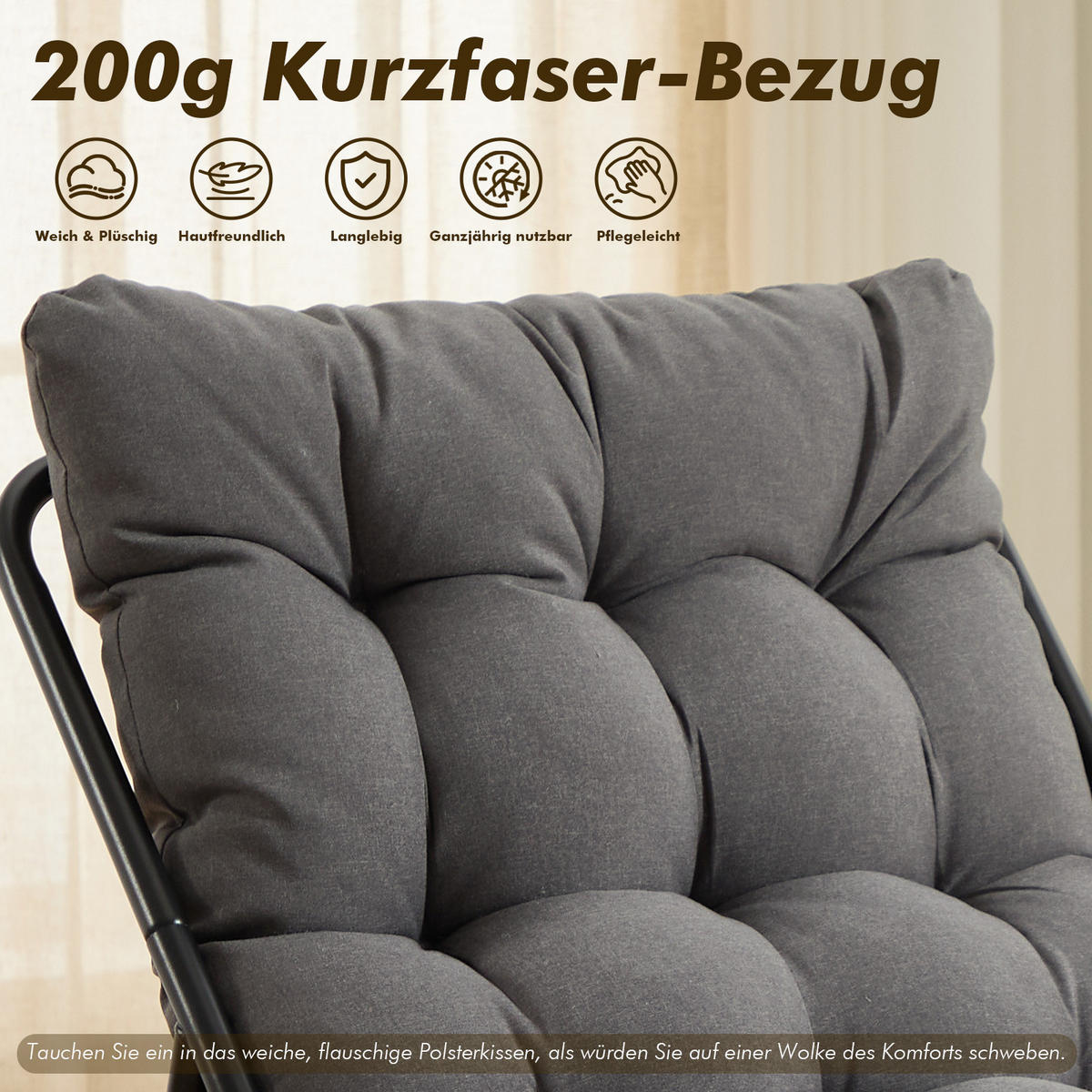 SESSELSET, Relaxsessel mit Hocker,Stahlrahmen,Polyester,Grau - Hellgrau, Kunststoff (78/86/65cm) - LVHOM