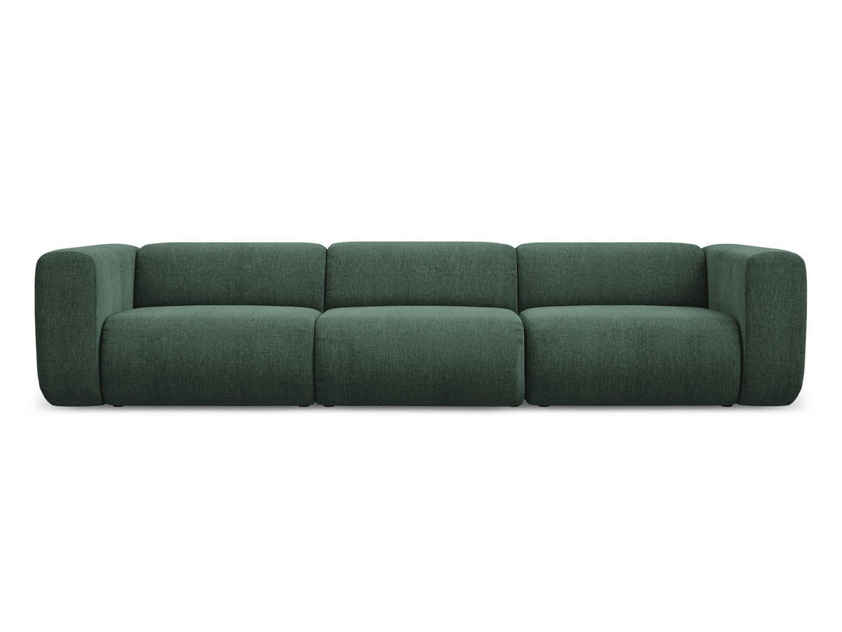 4-SITZER-SOFA Chenille Stoff Grün - Schwarz/Grün, Kunststoff/Textil (319/70/89cm) - Makamii