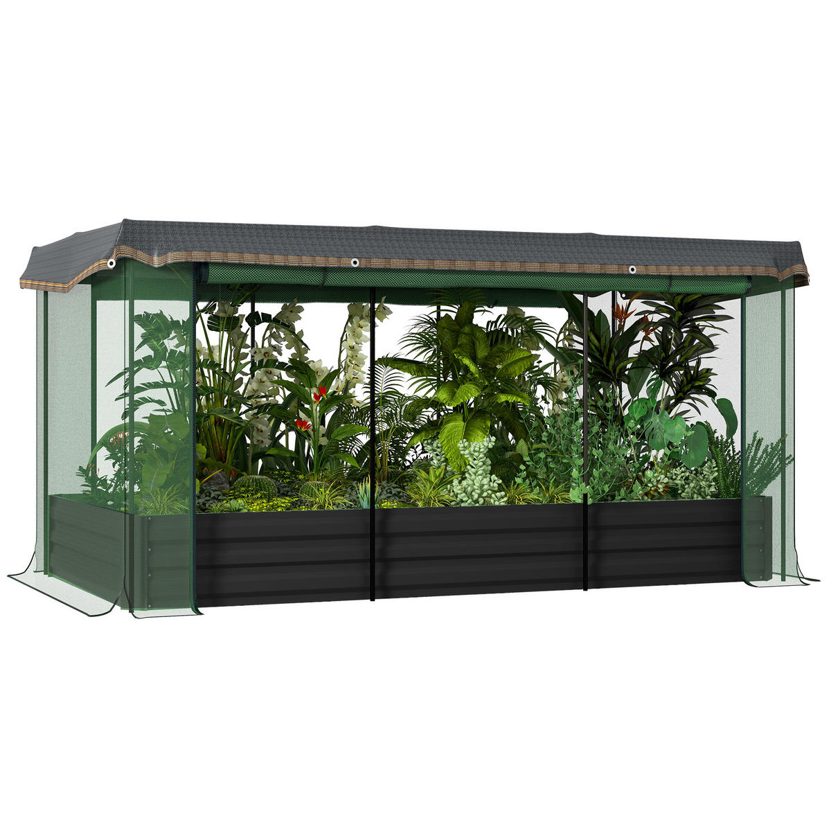 HOCHBEET für Balkon, Terrasse, Dunkelgrau, 230 x 110 x 110 cm - Dunkelgrau, Metall (110/110/230cm) - Outsunny