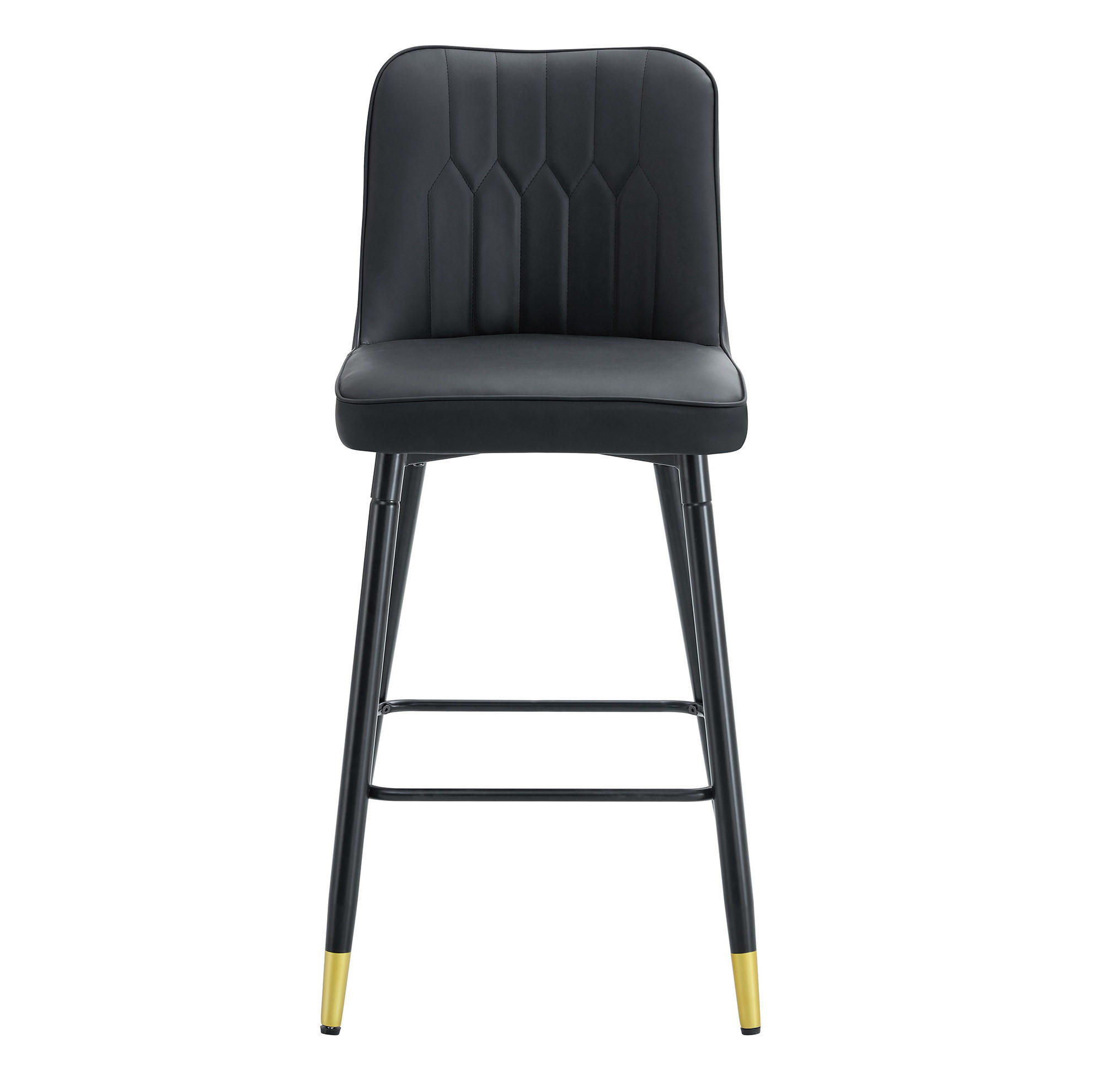 BARHOCKER 2er-Set 100 cm PU-Leder Schwarz mit Metallgestell - Schwarz, Metall (45/100/42cm) - Meubliv