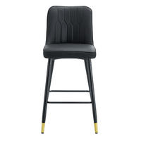 BARHOCKER 2er-Set 100 cm PU-Leder Schwarz mit Metallgestell - Schwarz, Metall (45/100/42cm) - Meubliv
