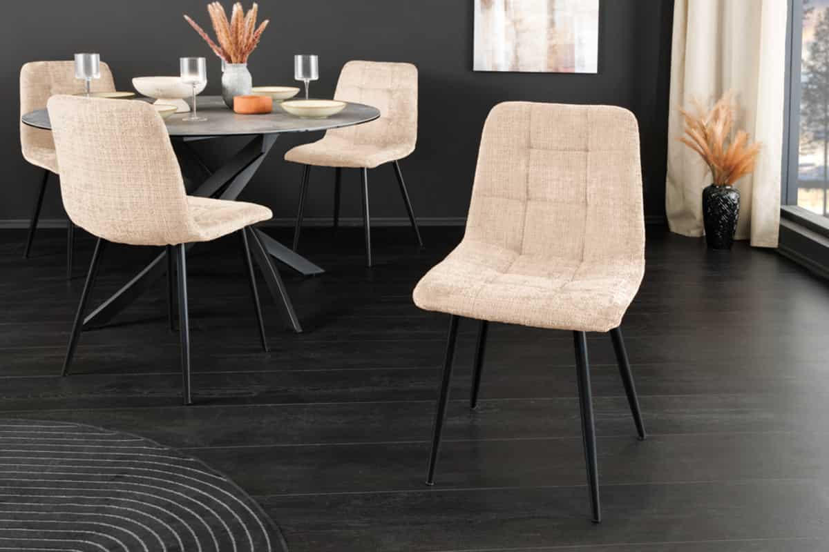 STUHL TRES CHIC Chenille Greige 90 cm - Champagner/Beige, Kunststoff/Textil (54/88/44cm) - riess-ambiente