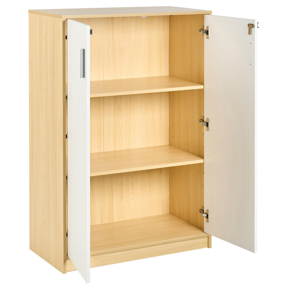BÜROSCHRANK Hellbraun/Weiß Zehna - Hellbraun/Braun, Holzwerkstoff (80/117/40cm) - Beliani