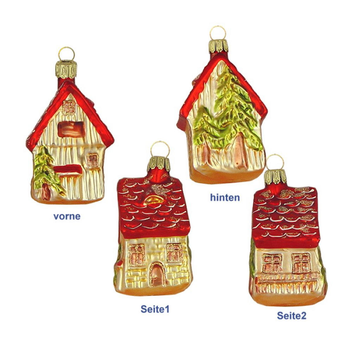 CHRISTBAUMSCHMUCK Häuschen Orange 8 cm - Multicolor, Metall (0.1/8/0.1cm)