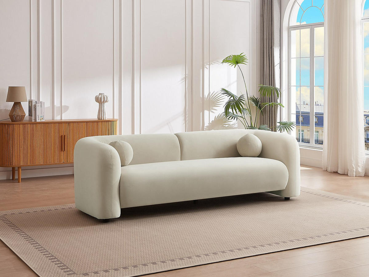 SOFA - 3 Personen - stoff - beige Ovotas - Beige, Textil (226/68/86cm) - Vente-Unique