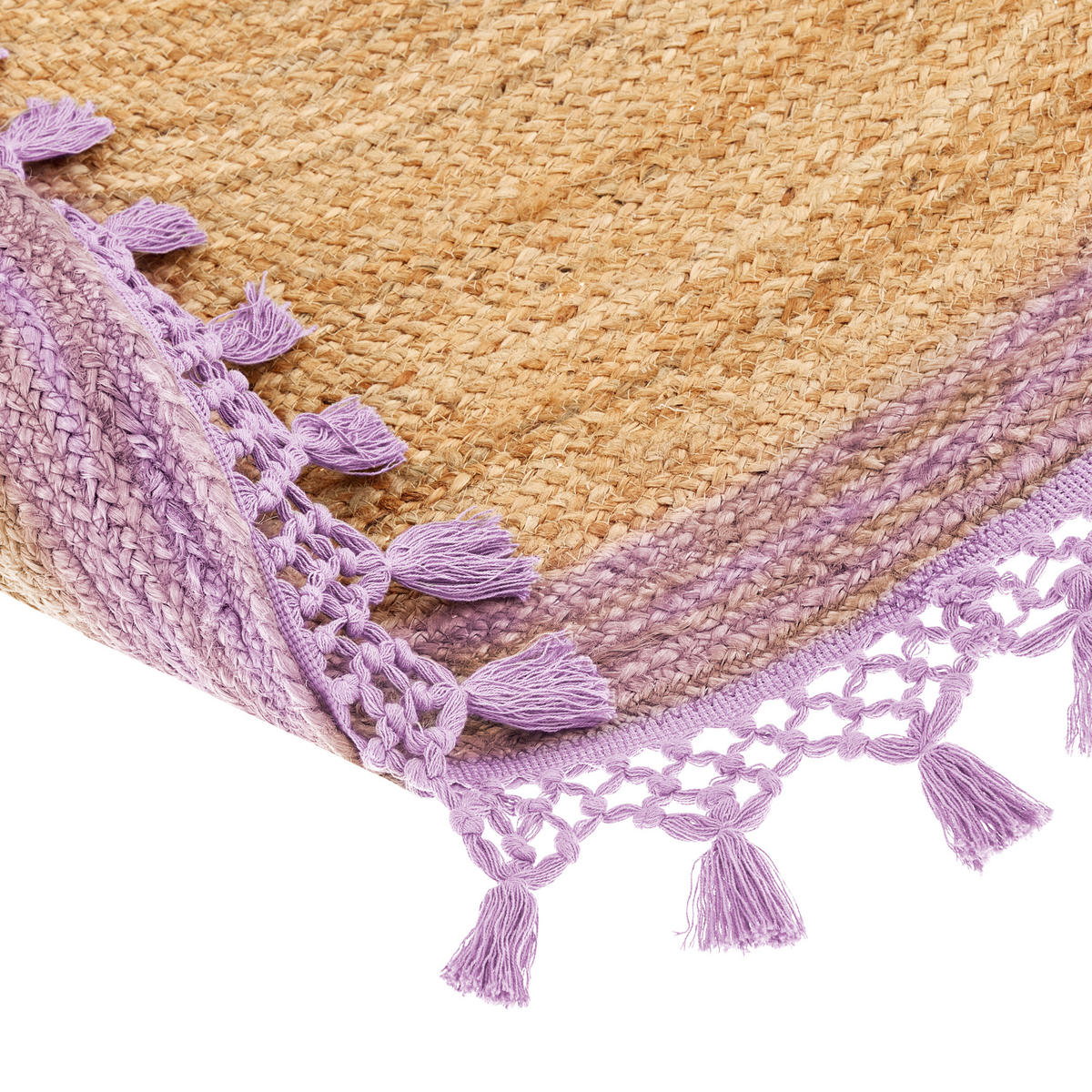TEPPICH geflochten Marts 140/140 cm - Beige, Naturmaterialien (140/140cm) - Beliani