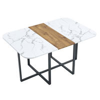 ESSTISCH aus MDF 153x100x79 cm Naturholz mit Metallgestell, pflegeleichte Oberfläche und 6 passenden Stühlen - Braun, Holzwerkstoff (153/100/79cm) - Modfu
