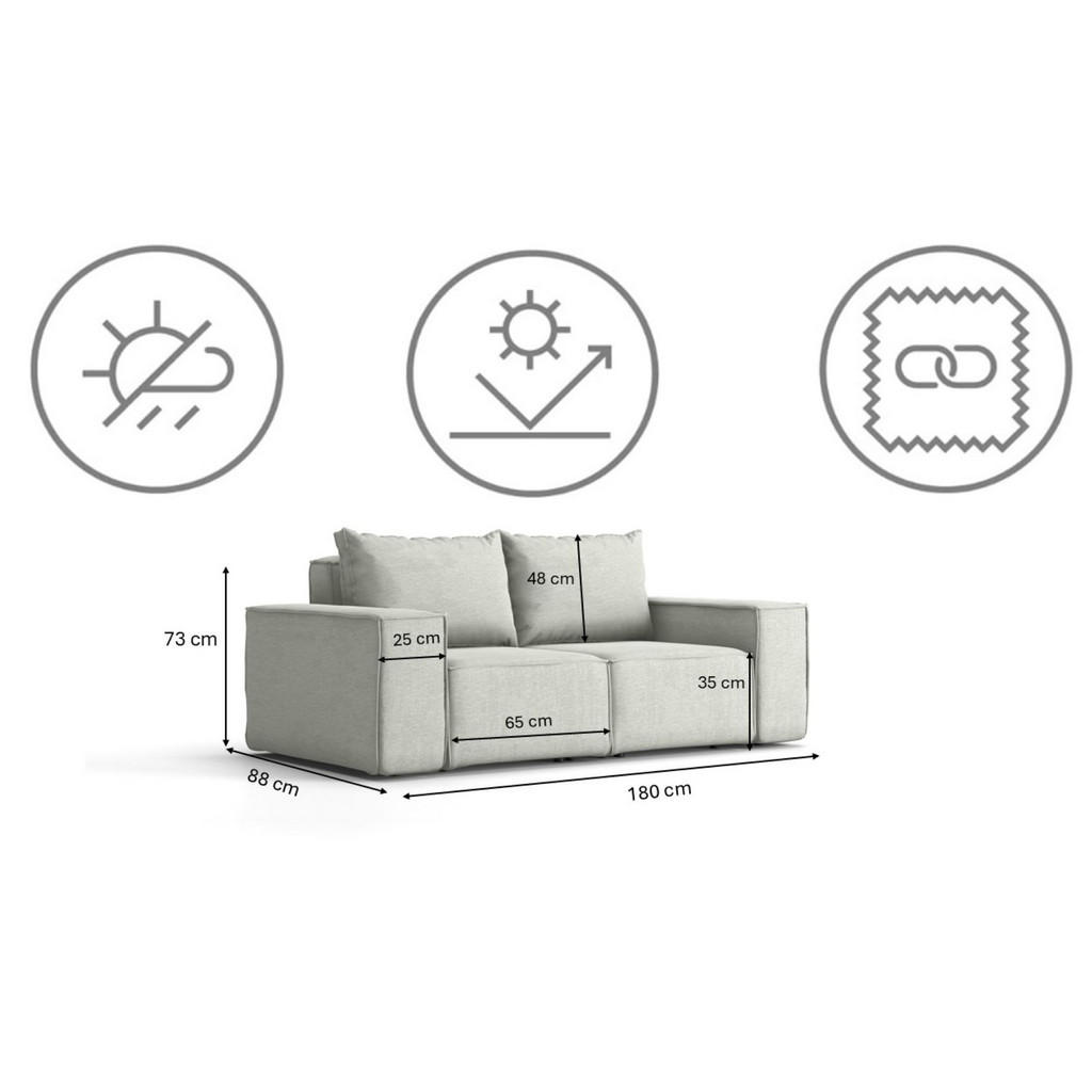 Thumbnail - Kaiser Möbel Gartensofa, Hellgrau, Holz, 180x73x88 cm, Loungemöbel, Gartensofas