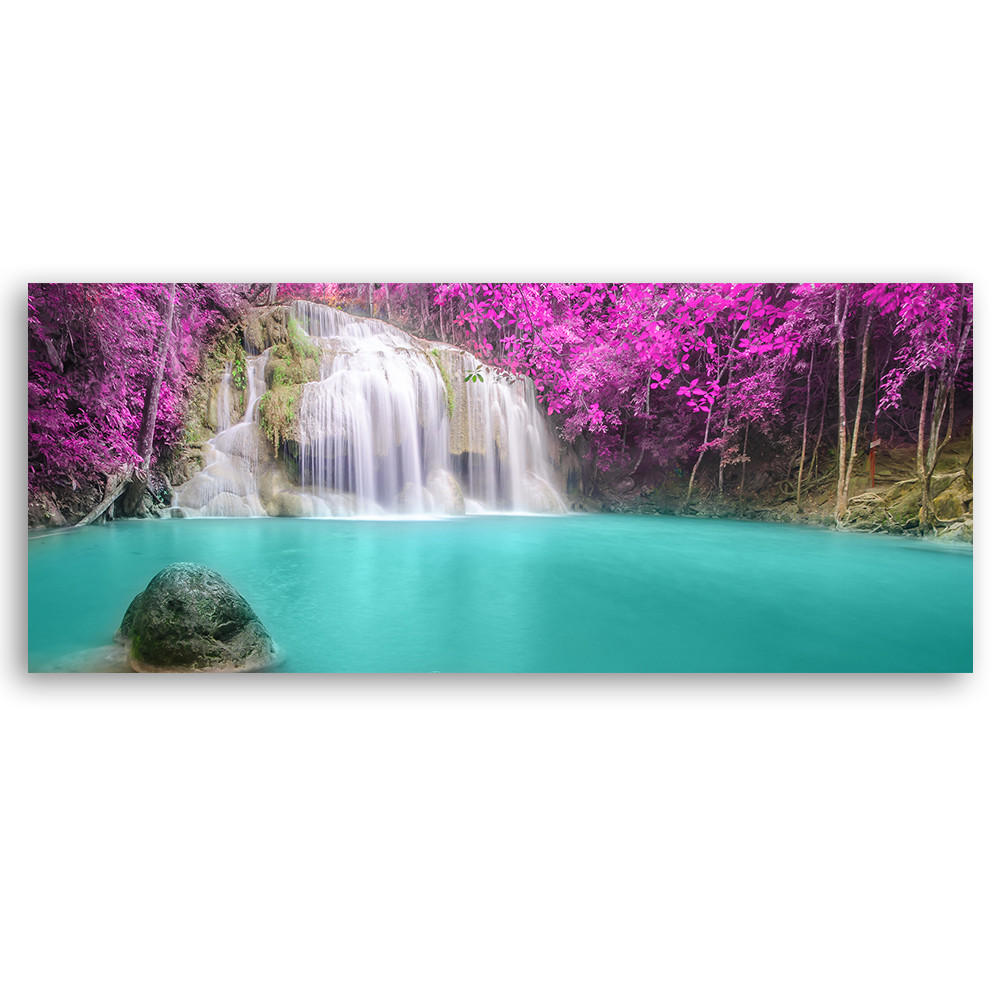 WANDBILD wasserfall natur violett - Lila, Textil (90/30cm) - Feeby