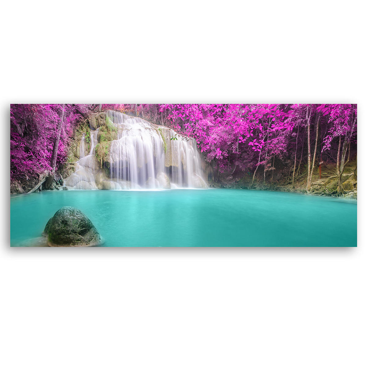 WANDBILD wasserfall natur violett - Lila, Textil (90/30cm) - Feeby
