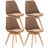 STUHL 4er Set Samt braun - Eukalyptusholzfarben/Braun, Holz/Textil (49/83/50cm) - CLP