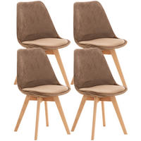 STUHL 4er Set Samt braun - Eukalyptusholzfarben/Braun, Holz/Textil (49/83/50cm) - CLP