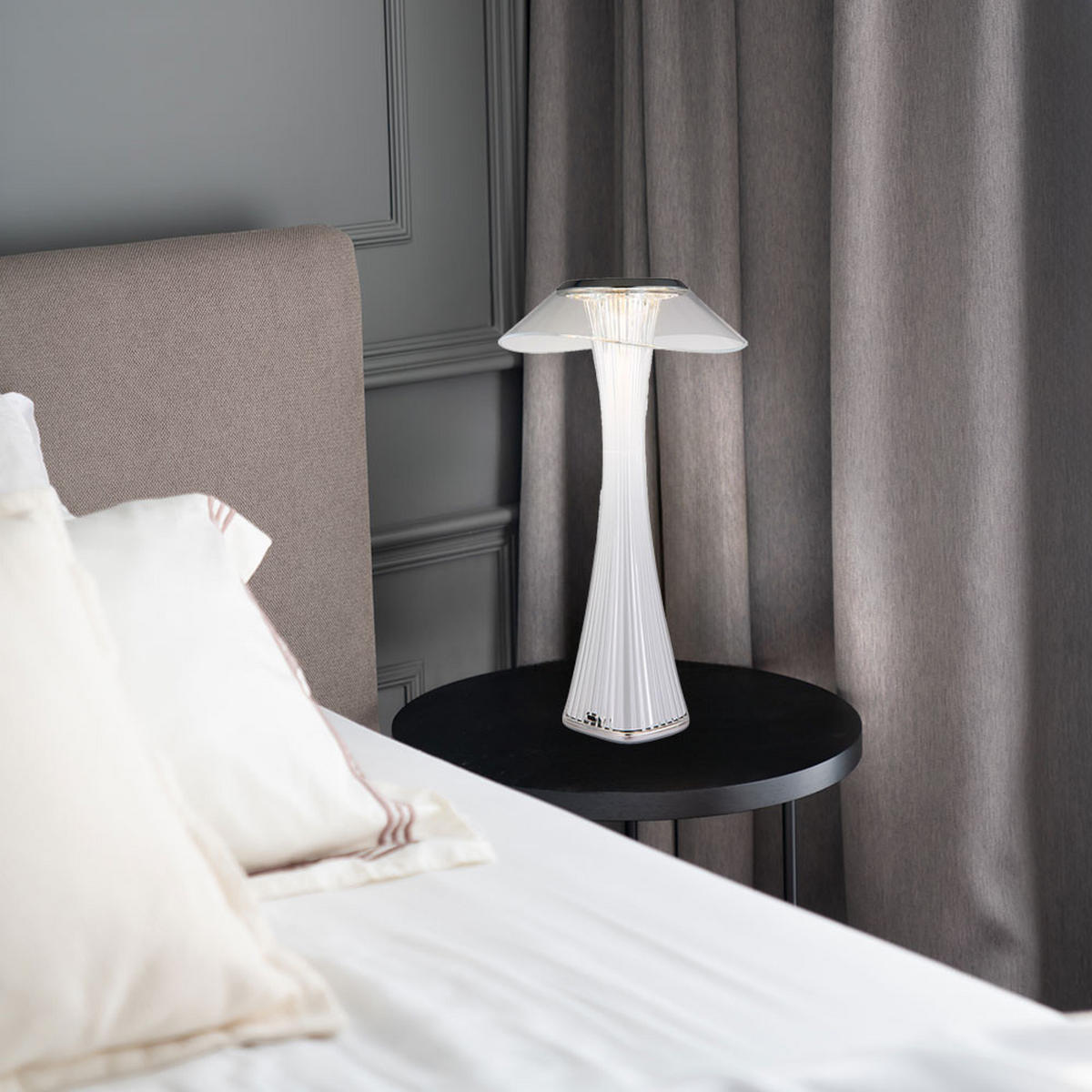 LED TISCHLEUCHTE Ambra Silber Chrom - Silberfarben, Kunststoff (15.1/15.1/27.4cm) - Globo Lighting