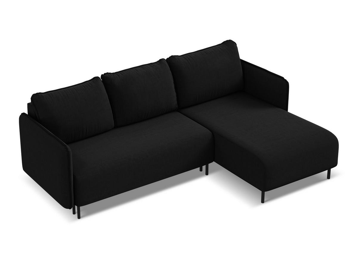 ECKSOFA mit Schlaffunktion Samt Stoff Schwarz - Schwarz, Holz/Textil (236/162cm) - Makamii