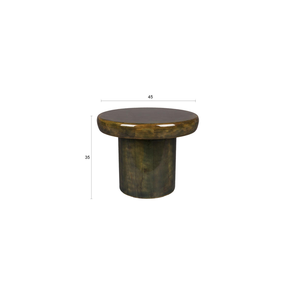 BEISTELLTISCH Mush Rund 45 cm Grün - Grün, Holz (45/45/35cm) - Dutchbone