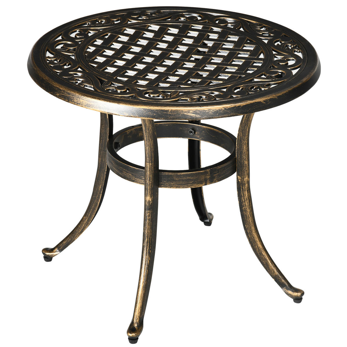 GARTENBEISTELLTISCH rund Bronze 60/60/52,50 cm - Bronzefarben, Metall (60/60/52.5cm) - Outsunny