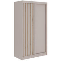 SCHWEBETÜRENSCHRANK mit Lamellen LUMOS - 120 - Kaschmir und Eiche Artisan - Kaschmir/Alufarben, Holzwerkstoff/Metall (120/216/61cm) - MKS
