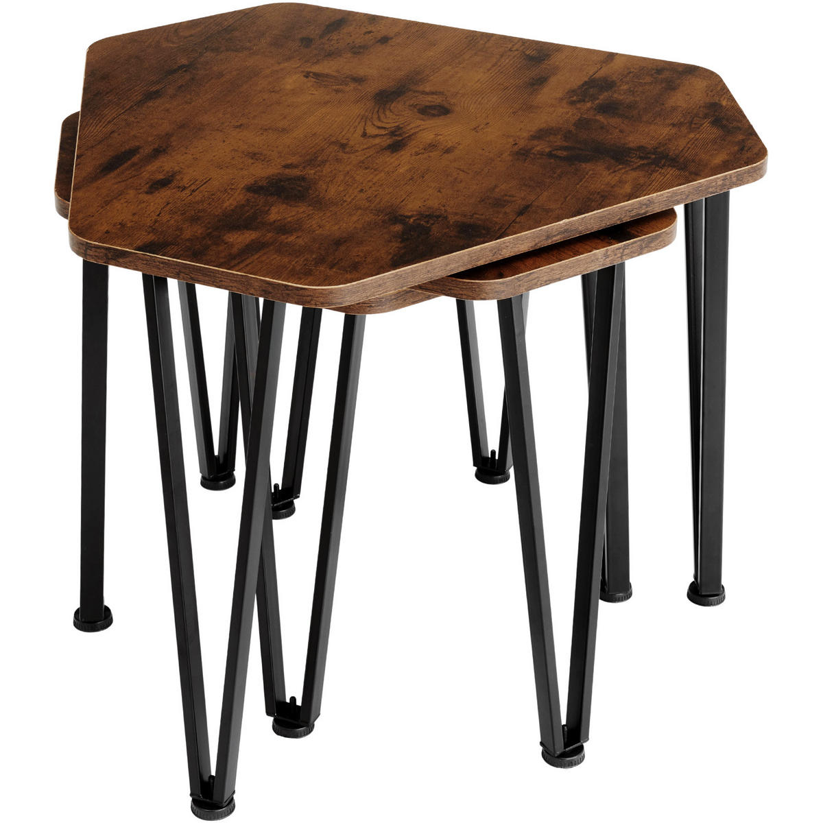 BEISTELLTISCH-SET Torquay,stapelbar,Industrial Holz dunkel, rustikal - Rostfarben, Holzwerkstoff (58.7/52/45.5cm) - tectake