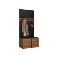 GARDEROBEN-SET Orion IV - Nussbaumfarben/Schwarz, Holzwerkstoff/Kunststoff (84/186/46cm) - MIRJAN24