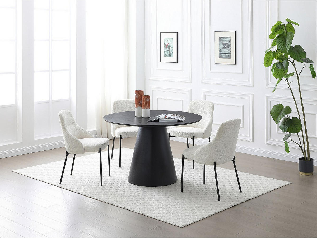 ESSTISCH rund - 4 Personen - Eichenfurnier - Schwarz - BURSANA - Schwarz, Holz (120/120/75.5cm) - Vente-Unique