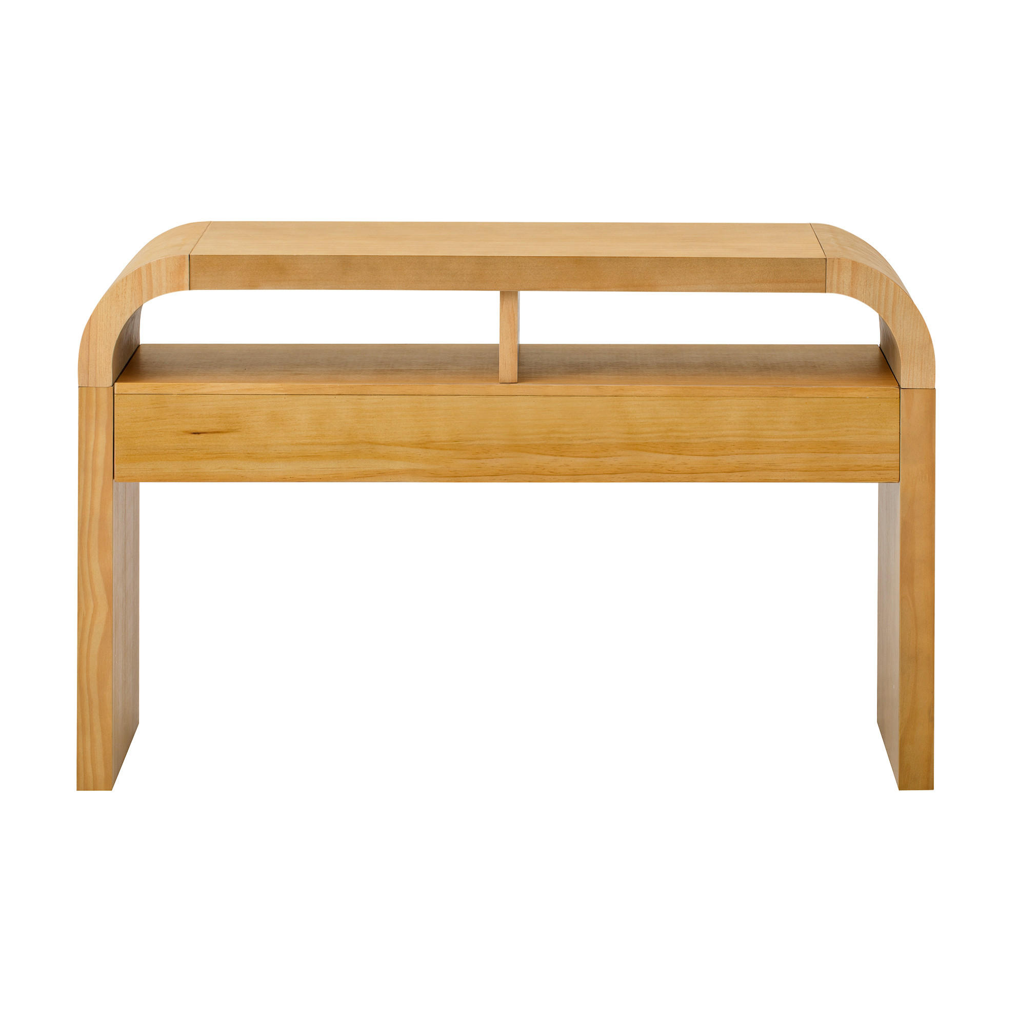 KONSOLENTISCH 120/35,5/76,5 cm in Natur mit 2 Schubladen und offenen Fächern - Naturfarben, Holzwerkstoff (120/35.5/76.5cm) - Flora Grace