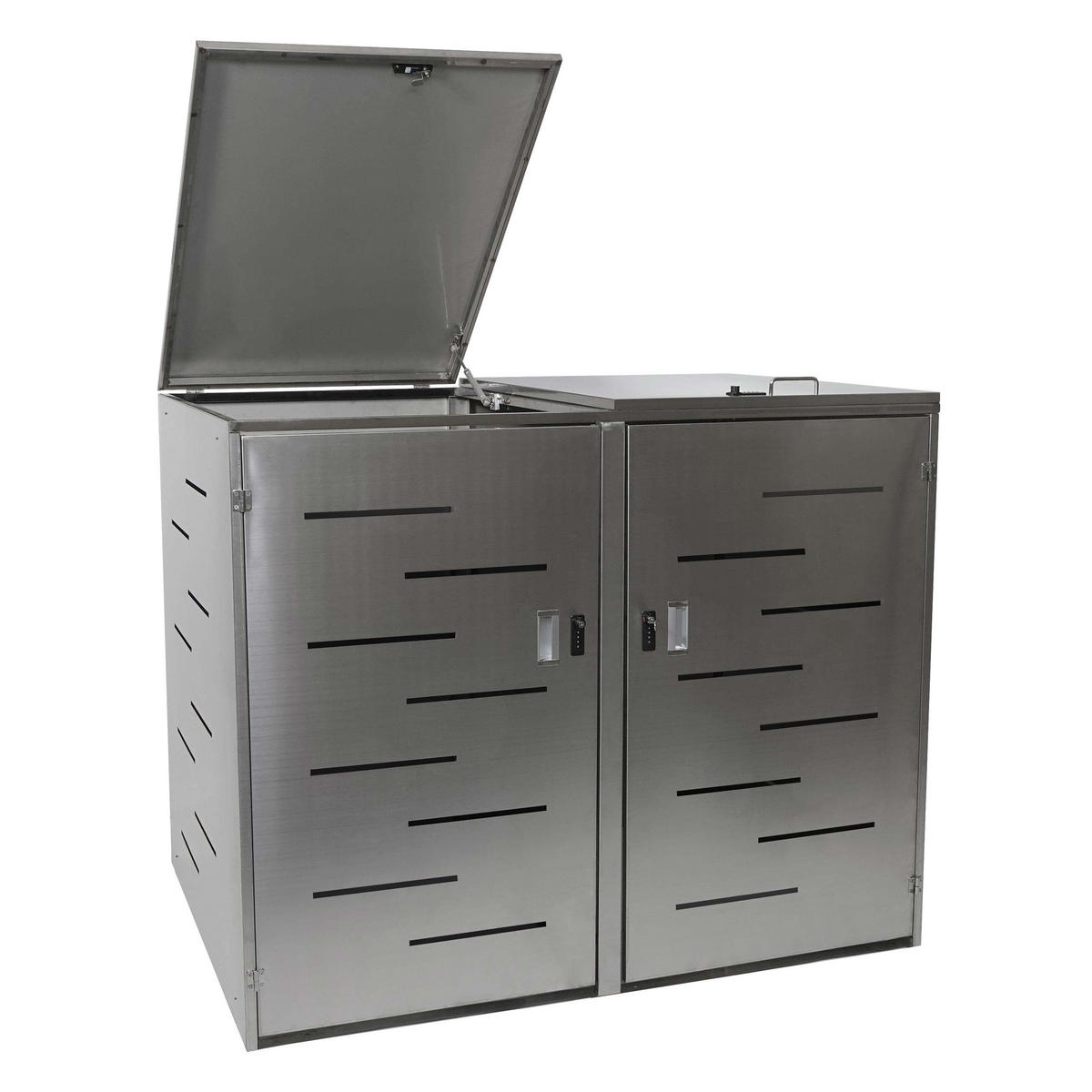 MÜLLTONNENBOX XL 2er 116x141x98cm erweiterbar Edelstahl 50kg - Silberfarben, Metall (141/116/98cm) - PROREGAL