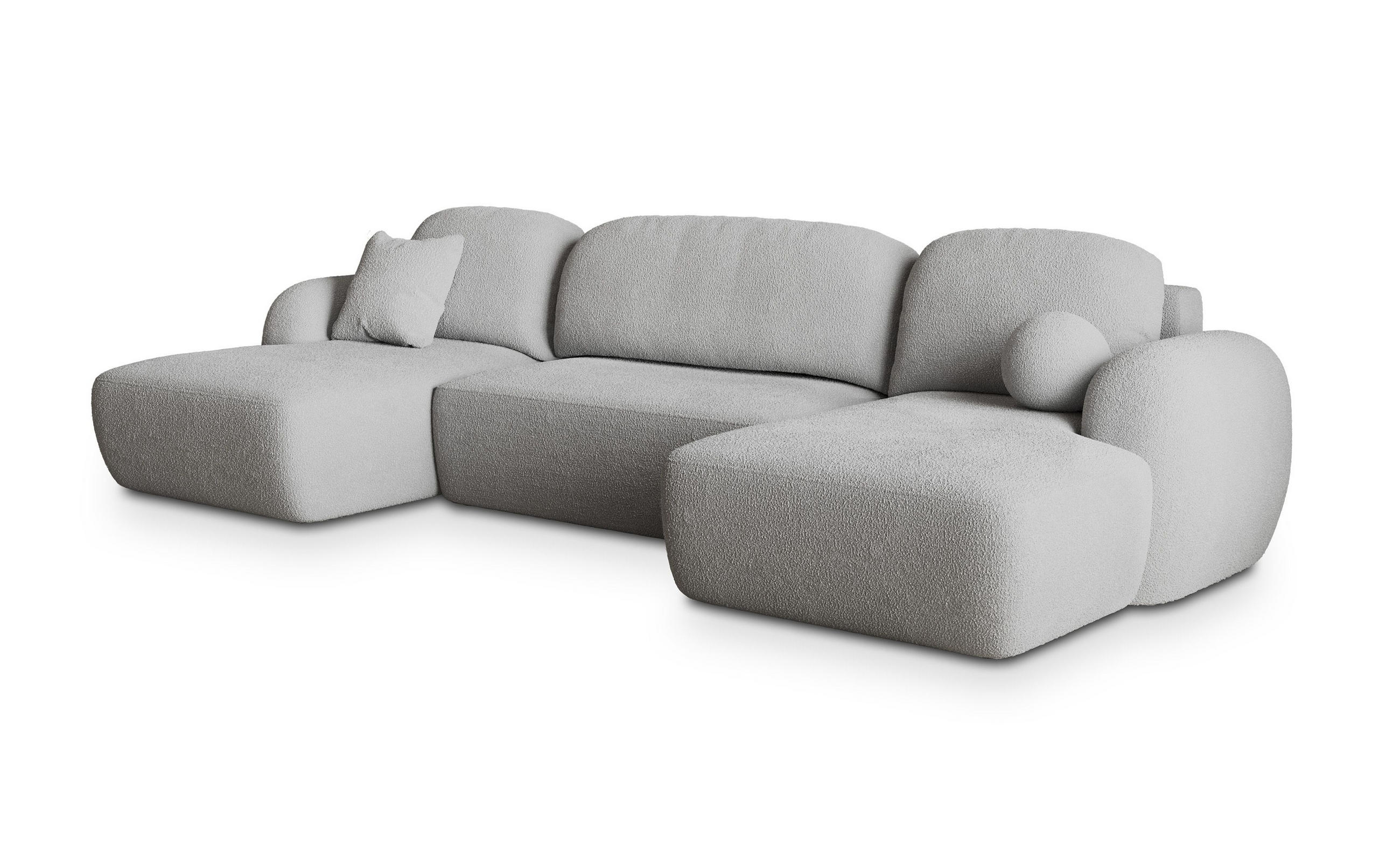 ROHOVÁ SEDAČKA SAVONA světle šedá - černá/světle šedá, dřevo/textil (320/148cm) - MASSENO