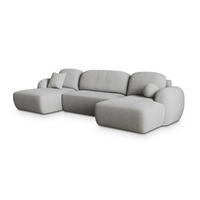 ROHOVÁ SEDAČKA SAVONA světle šedá - černá/světle šedá, dřevo/textil (320/148cm) - MASSENO