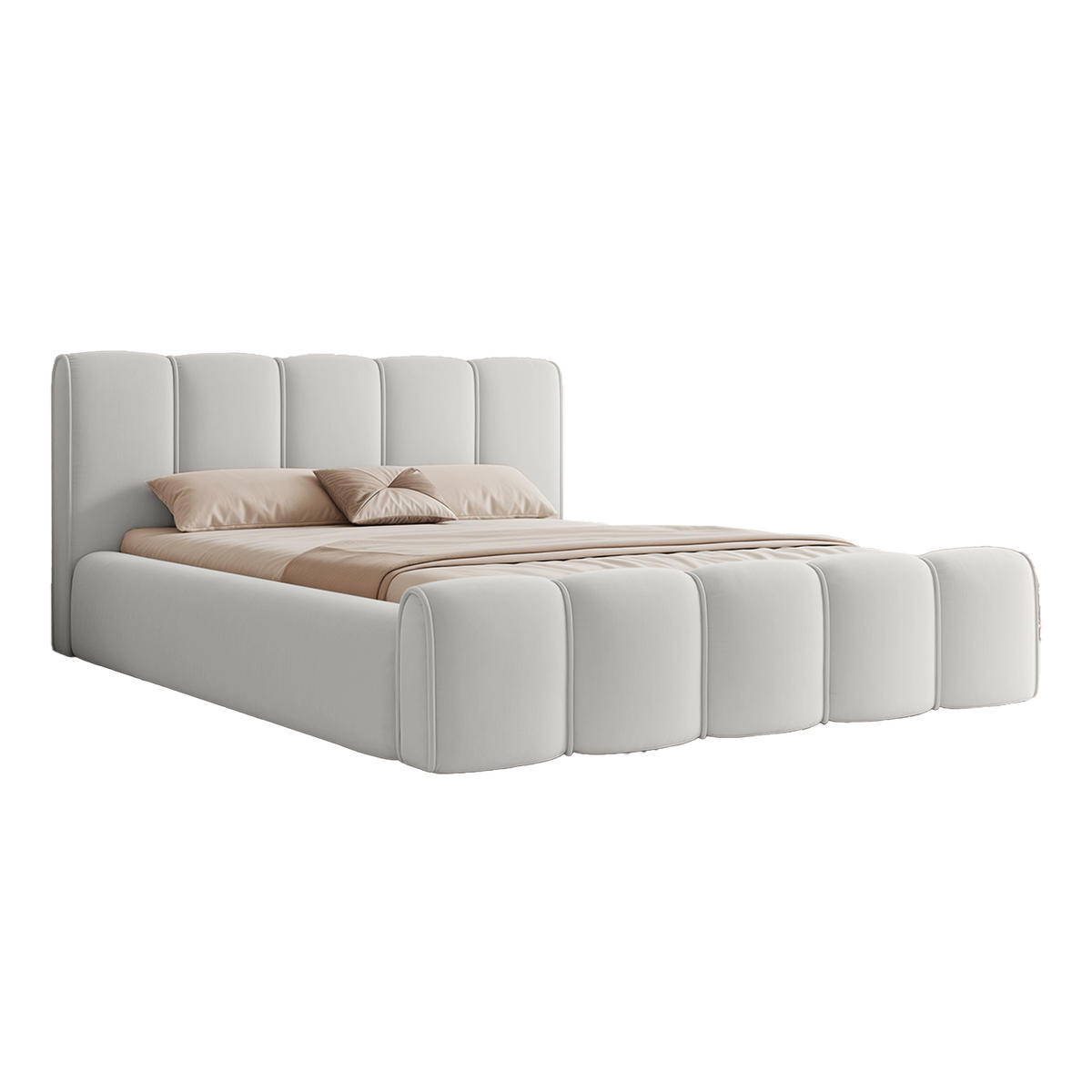 POLSTERBETT LLALO 200x200 cm, Hellgrau - Hellgrau, Textil (200/200cm) - Fedve