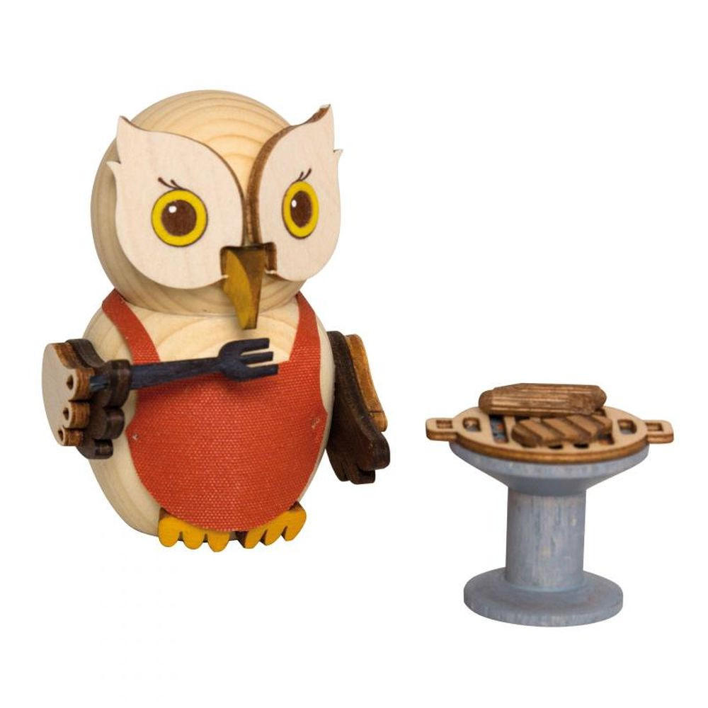 DEKOFIGUR Holzfigur Minieule mit Grill 7cm - Multicolor, Holz (5/7/5cm)