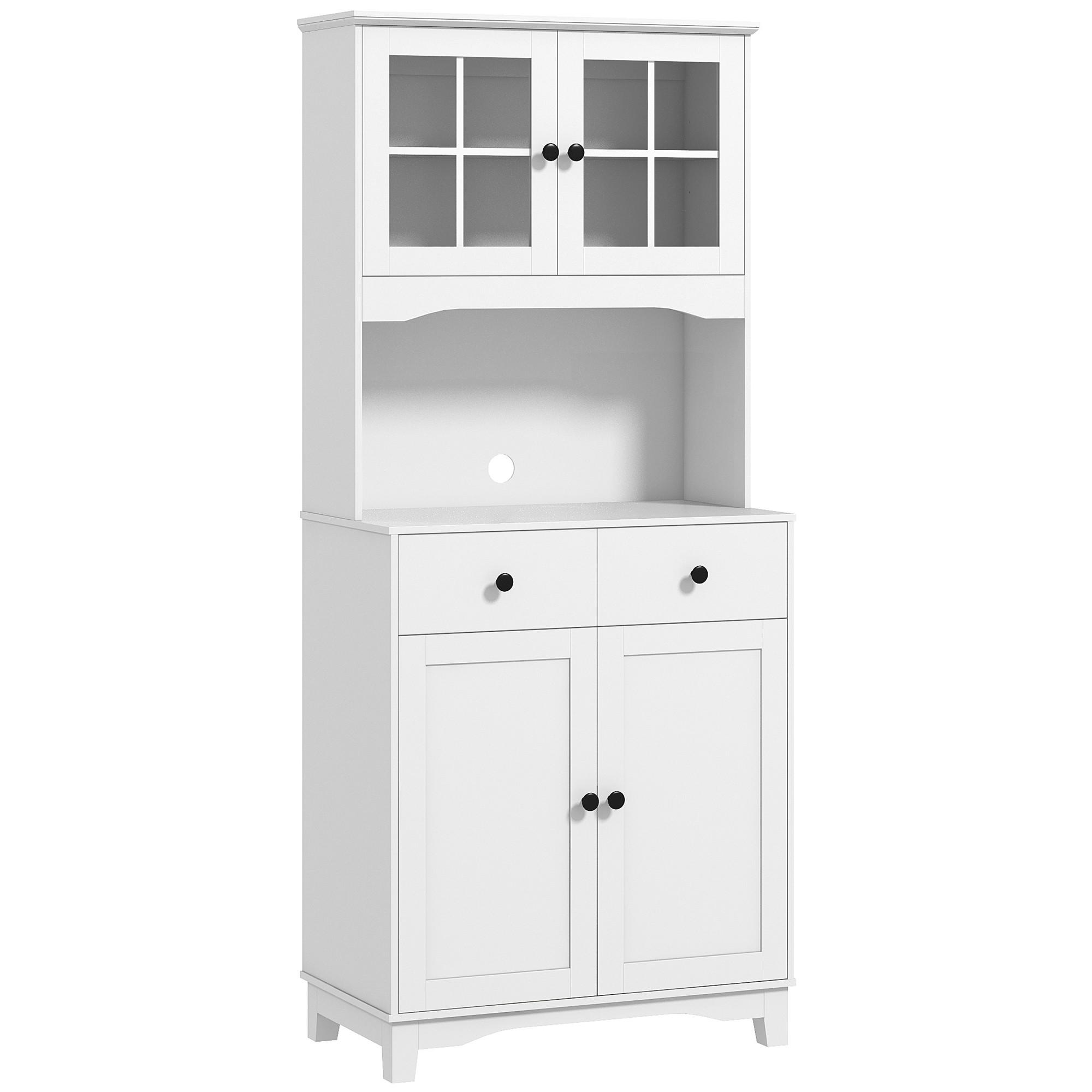 KÜCHENSCHRANK Hochschrank mit Mikrowellenregal, 2 Schränken für Wohnzimmer - Schwarz/Weiß, Holzwerkstoff/Kunststoff (40/172/74.5cm) - HOMCOM