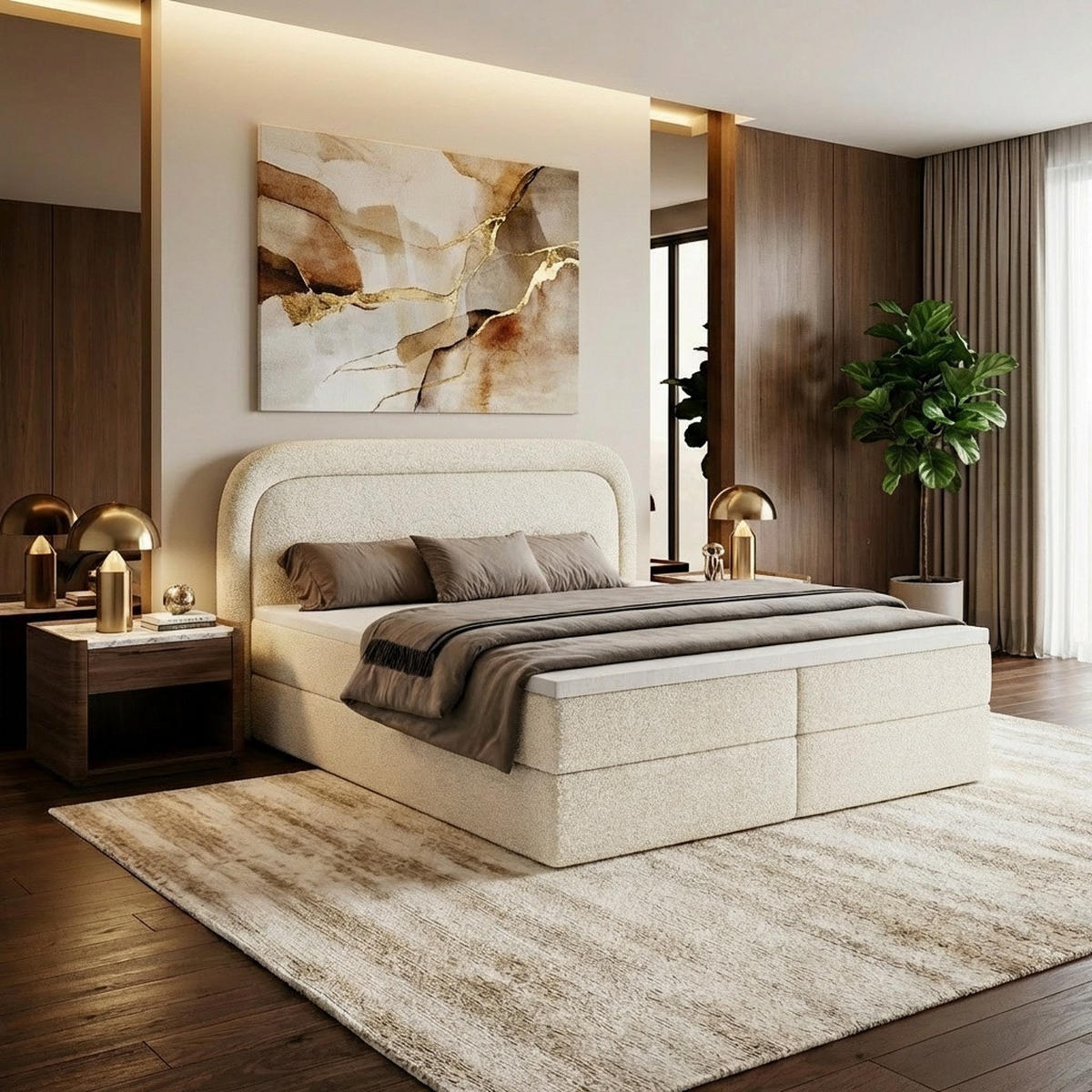 BOXBETT Bonito mit Topper Creme 180x200 - Creme, Textil (180/200cm) - Luxkor24