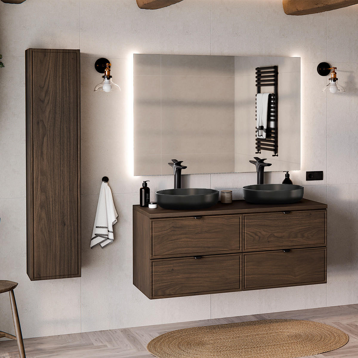 BADMÖBEL 120cm Elias 2er-Set Holz - Braun, Holzwerkstoff (120/52.2/46cm) - Petits-meubles