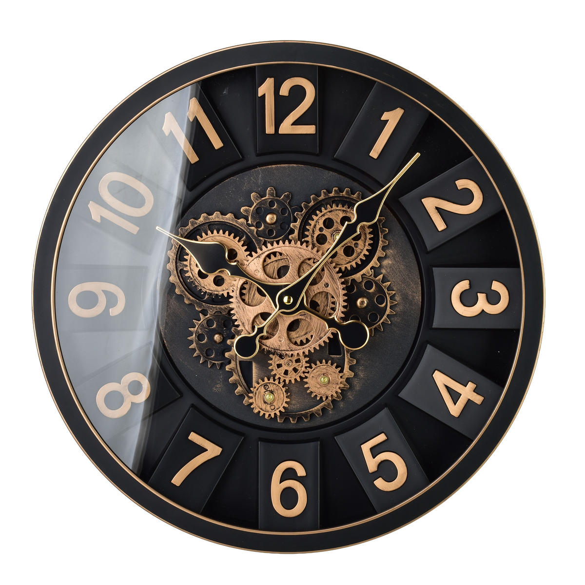 WANDUHR Ramsey Schwarz 40/7/40 cm Kunstoff - Schwarz, Kunststoff (40/40/7cm) - Mondex