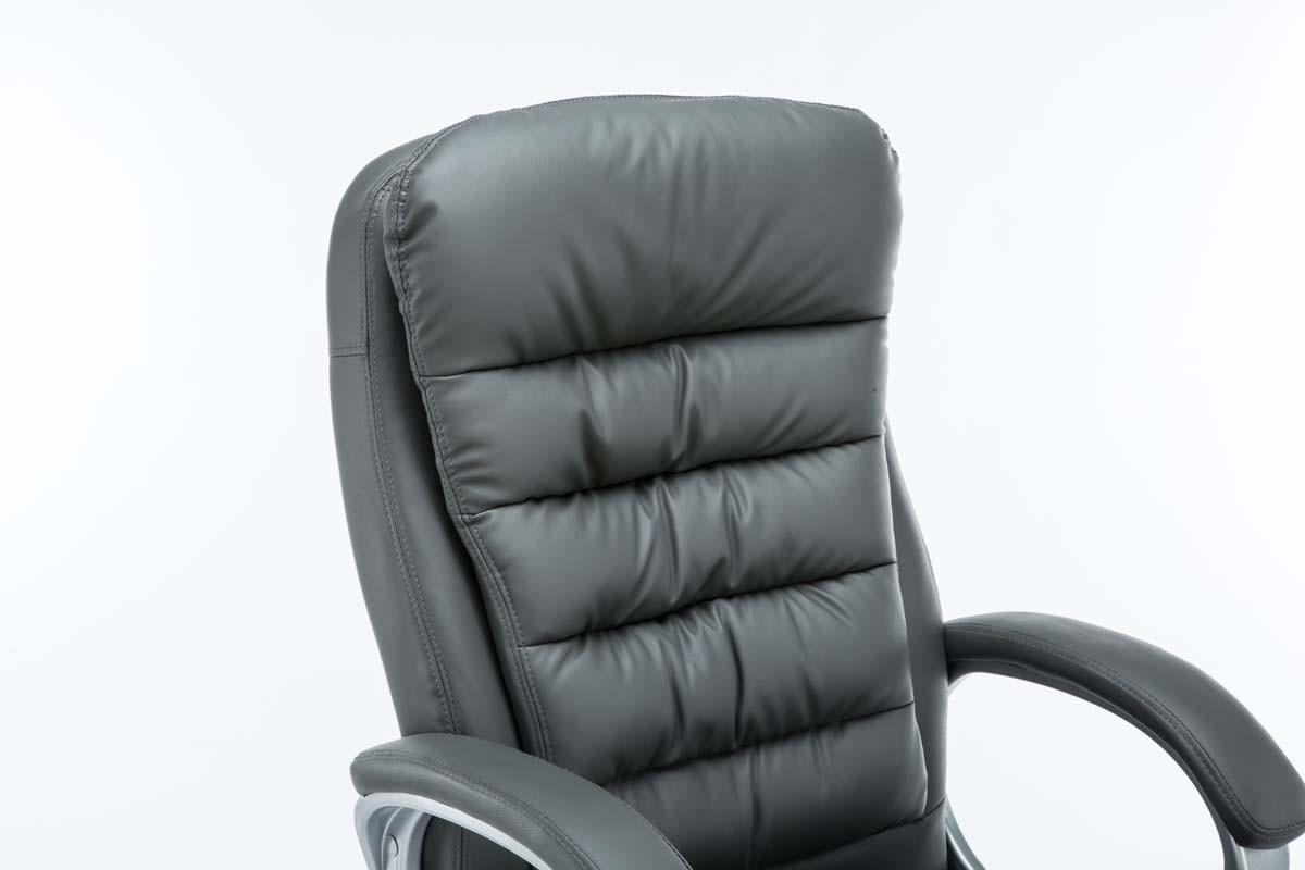 CHEFSESSEL Lederlook grau - Chromfarben/Grau, Textil/Metall (68/116/77cm) - CLP