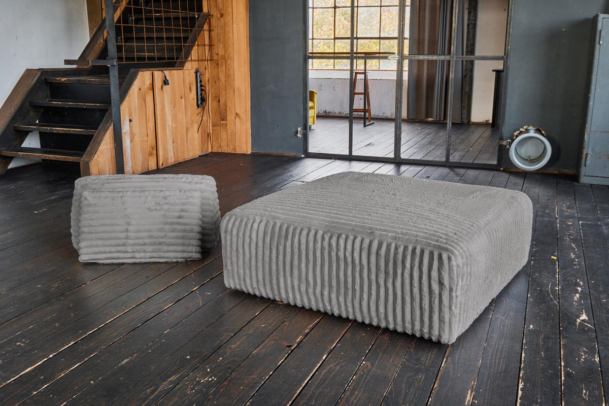 HOCKER MIT RÜCKENKISSEN WIOLO SOFT Grau Cord - Schwarz/Grau, Kunststoff/Textil (111/84/111cm) - KAWOLA