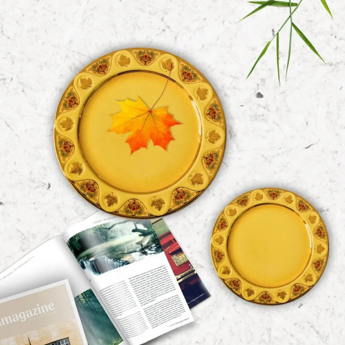 TELLERSET Nordic Goldrand Bone China Weiß Gold 4tlg Ø30 Ø27 Ø20 Ø16 cm - Goldfarben, Keramik (30/2/2cm) - Quality Elegance