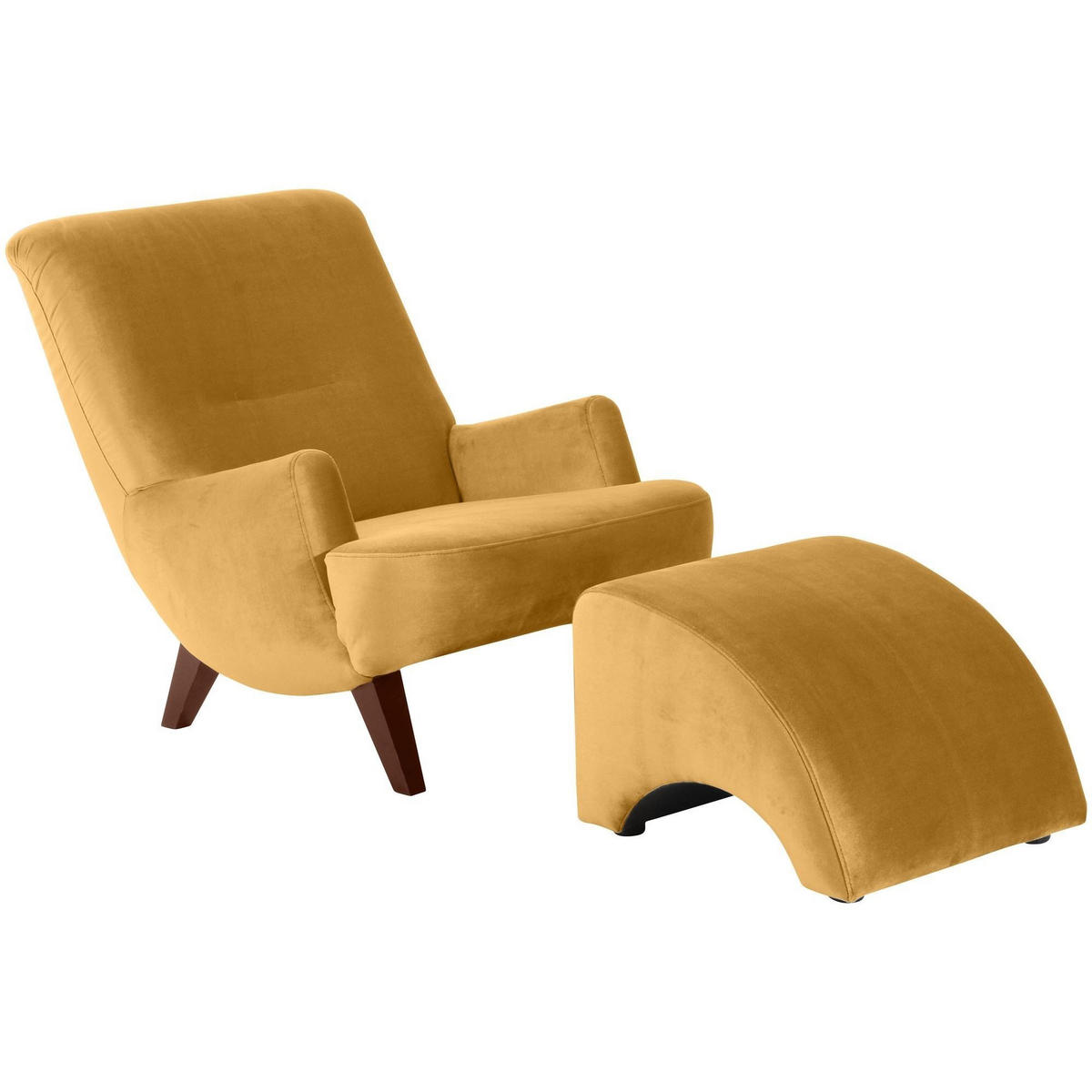 SESSEL Kajsa 71x80x101 Bezug Samtvelours Buche nussbaum/mais - Messingfarben/Nussbaumfarben, Kunststoff (101/80/71cm) - 58aufmkessel