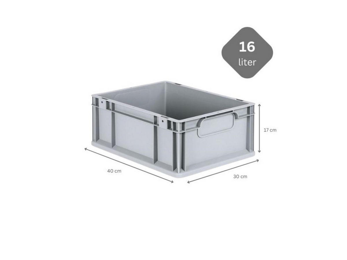 EUROBOX Nextgen Economy Griffe Geschlossen 17x30x40cm 16 Liter - Grau, Kunststoff (30/17/40cm) - PROREGAL