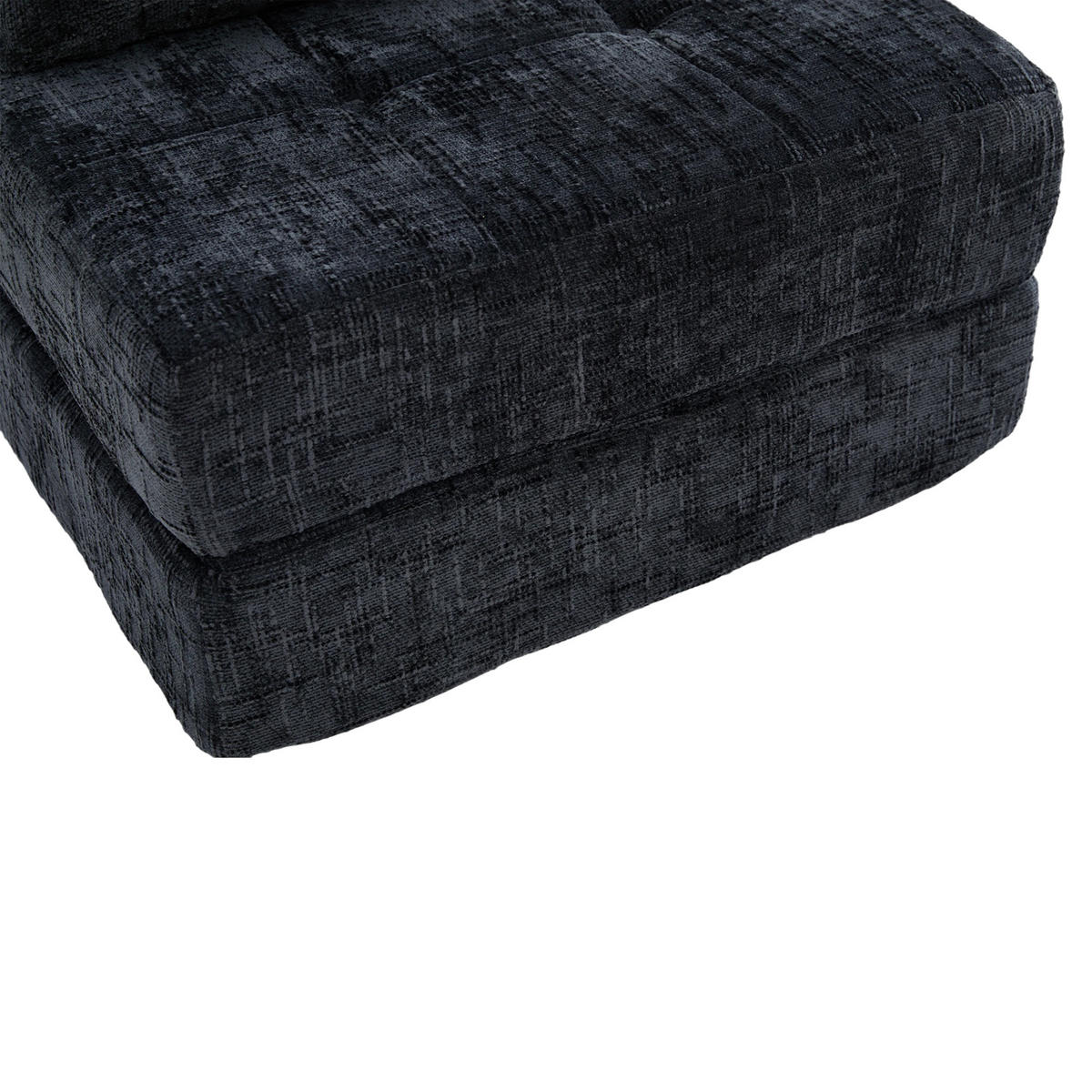 SCHLAFSOFA Schwarz mit Kopf- und Lendenkissen, Chenille - Schwarz, Textil/Metall (79/57/79cm) - CHICFURN