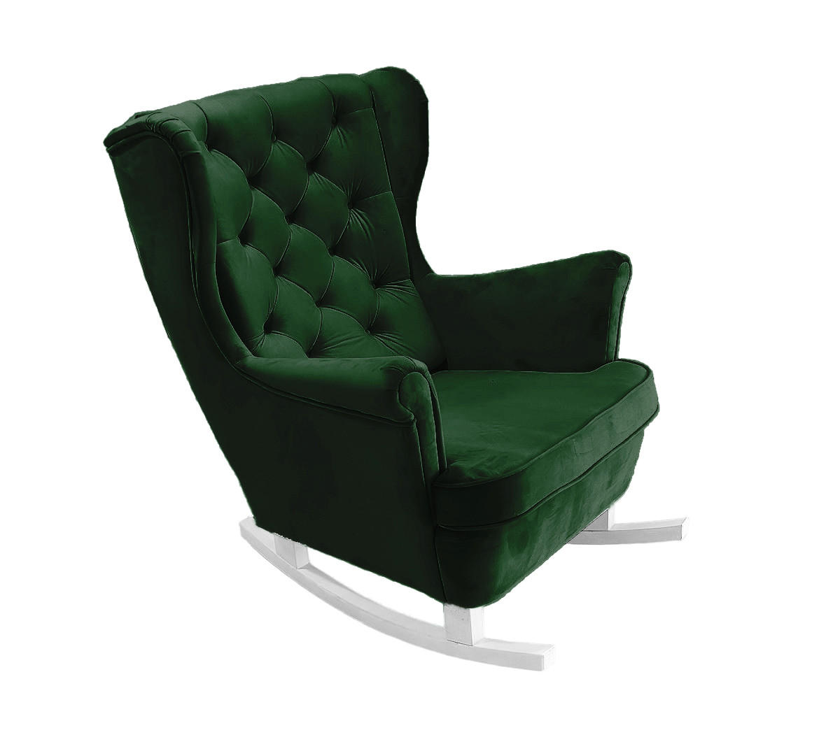 SCHAUKELSESSEL mit gepolstertem Sitz und Armlehnen, 102x81x95 cm, Grün_29848 - Weiß/Grün, Holz/Textil (81/102/95cm) - DomoHome