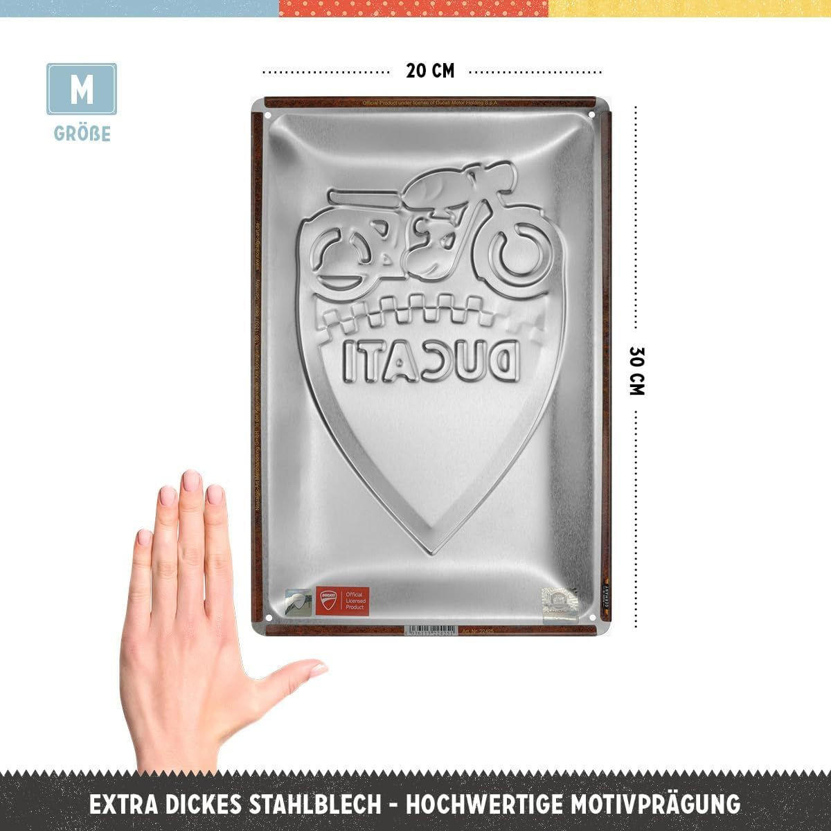 BLECHSCHILD 20/30 cm Ducati Meccanica Bologna - Multicolor, Metall (20/30/0.2cm) - Nostalgic-Art