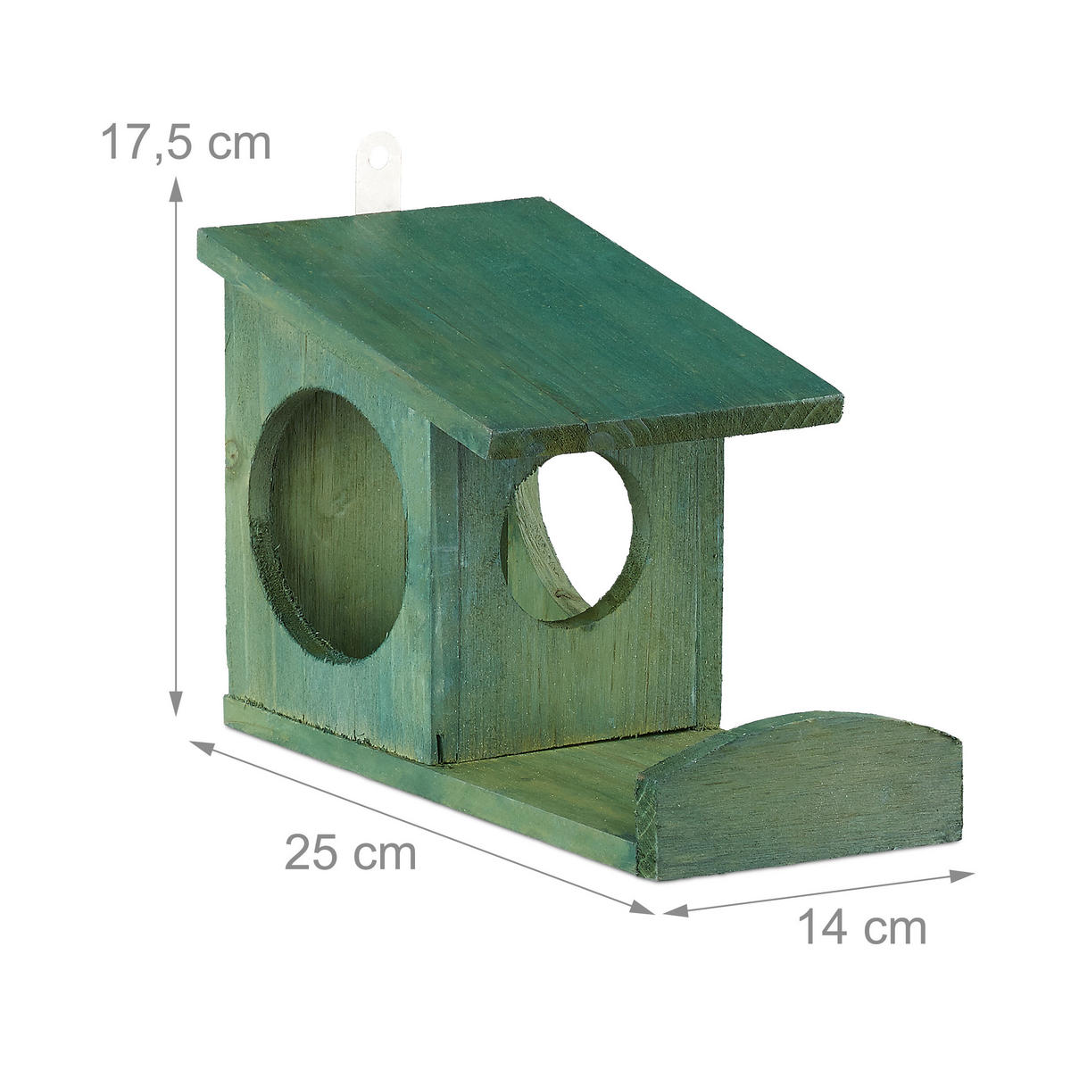 EICHHÖRNCHEN Futterhaus - Dunkelgrün, Holz (14/17.5/25cm) - Relaxdays