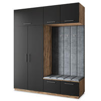 GARDEROBENSCHRANK REMA 200/240/60 cm Modern Garderobe-Set Eiche Lefkas - Eichefarben/Schwarz, Holzwerkstoff (200/240/60cm) - MASSENO
