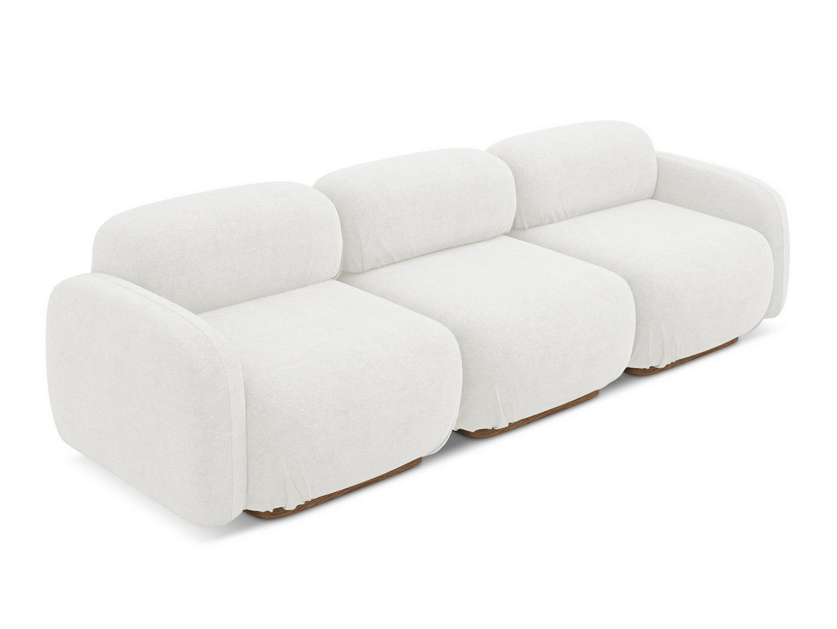 4-SITZER-SOFA Bouclé Stoff Weiß - Weiß/Braun, Holz/Textil (270/73/95cm) - Makamii