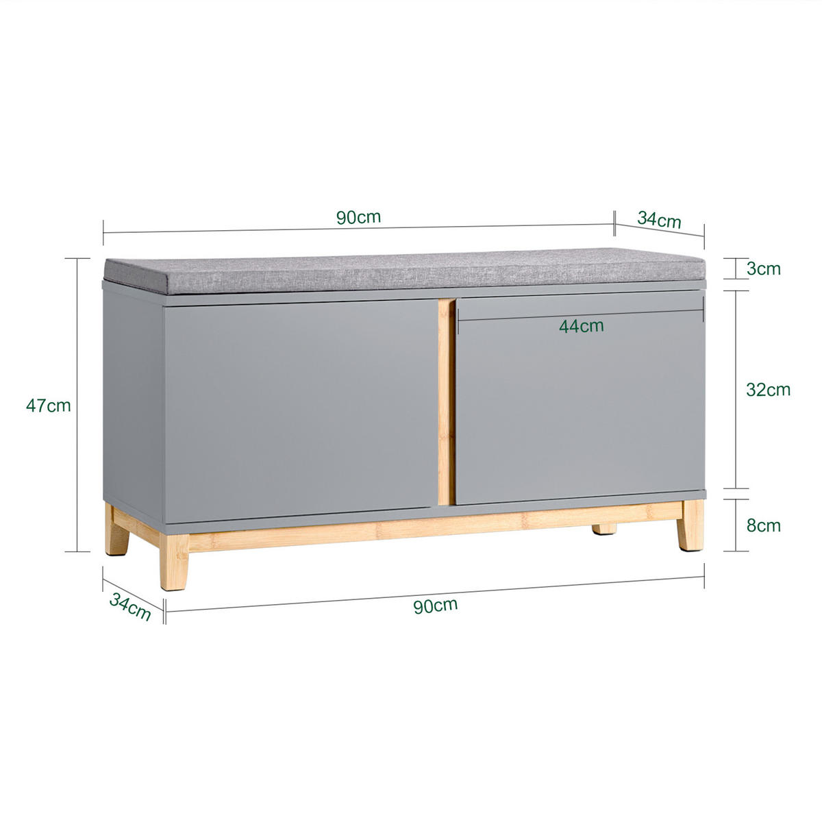 SCHUHBANK Grau-Natur - Grau, Holz/Holzwerkstoff (90/46/34cm)